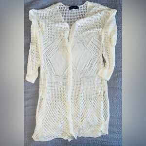Blue Rain Cream Open-Knit Cardigan